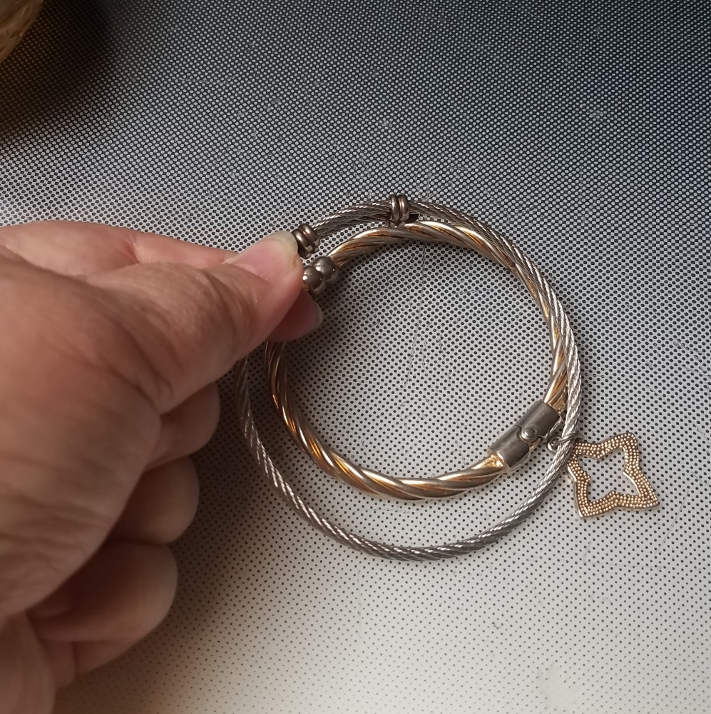 Gold Silver Cable Wrap Bracelet - image 2